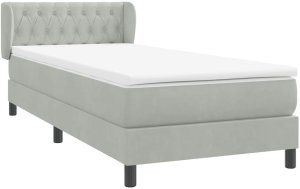 vidaXL Łóżko kontynentalne z materacem, jasnoszare, aksamit, 80x220 cm 4