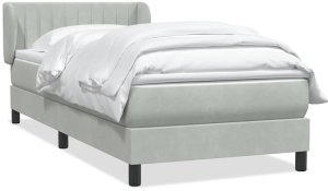 vidaXL Łóżko kontynentalne z materacem, jasnoszare, aksamit, 80x220 cm 2