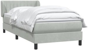 vidaXL Łóżko kontynentalne z materacem, jasnoszare, aksamit, 80x220 cm 3