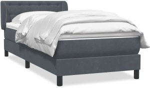 vidaXL Łóżko kontynentalne z materacem, ciemnoszary aksamit, 80x220 cm 2