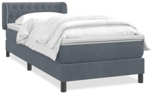 vidaXL Łóżko kontynentalne z materacem, ciemnoszary aksamit, 80x220 cm 2