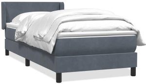 vidaXL Łóżko kontynentalne z materacem, ciemnoszary aksamit, 80x210 cm 2