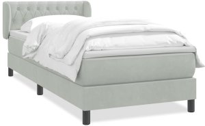 vidaXL Łóżko kontynentalne z materacem, jasnoszare, aksamit, 80x210 cm 2
