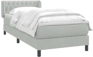 vidaXL Łóżko kontynentalne z materacem, jasnoszare, aksamit, 80x210 cm 3