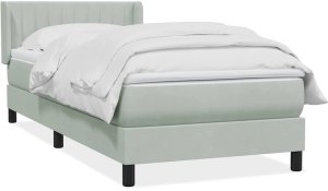 vidaXL Łóżko kontynentalne z materacem, jasnoszare, aksamit, 80x210 cm 2