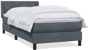 vidaXL Łóżko kontynentalne z materacem, ciemnoszary aksamit, 80x220 cm 2