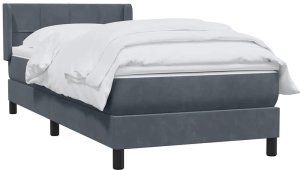 vidaXL Łóżko kontynentalne z materacem, ciemnoszary aksamit, 80x220 cm 3