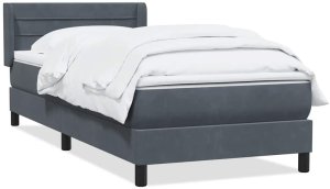 vidaXL Łóżko kontynentalne z materacem, ciemnoszary aksamit, 80x210 cm 2