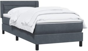 vidaXL Łóżko kontynentalne z materacem, ciemnoszary aksamit, 80x210 cm 3