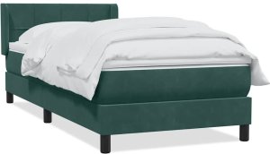 vidaXL Łóżko kontynentalne z materacem ciemnozielony aksamit 80x220 cm 2