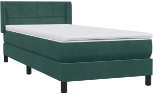 vidaXL Łóżko kontynentalne z materacem ciemnozielony aksamit 80x220 cm 4
