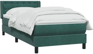 vidaXL Łóżko kontynentalne z materacem ciemnozielony aksamit 80x220 cm 3
