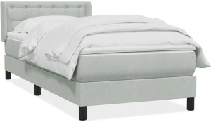 vidaXL Łóżko kontynentalne z materacem, jasnoszare, aksamit, 80x220 cm 2