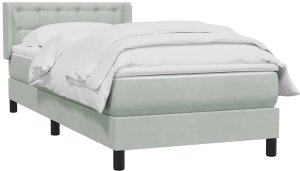 vidaXL Łóżko kontynentalne z materacem, jasnoszare, aksamit, 80x220 cm 3