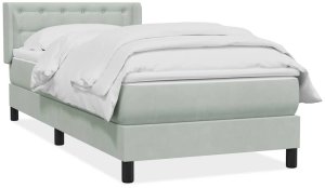 vidaXL Łóżko kontynentalne z materacem, jasnoszare, aksamit, 80x210 cm 2