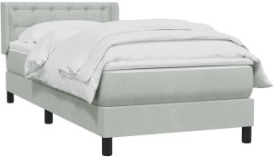 vidaXL Łóżko kontynentalne z materacem, jasnoszare, aksamit, 80x210 cm 3