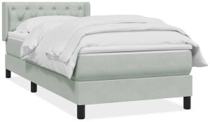 vidaXL Łóżko kontynentalne z materacem, jasnoszare, aksamit, 80x210 cm 2