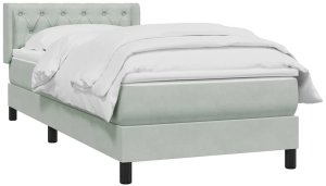 vidaXL Łóżko kontynentalne z materacem, jasnoszare, aksamit, 80x210 cm 3