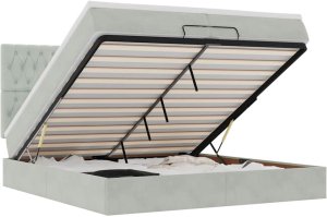 vidaXL Rama łóżka otomana z materacami, szara, 200x200 cm, aksamit 2