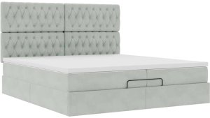 vidaXL Rama łóżka otomana z materacami, szara, 200x200 cm, aksamit 6