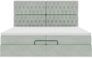 vidaXL Rama łóżka otomana z materacami, szara, 200x200 cm, aksamit 7