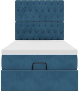 vidaXL Rama łóżka otomana z materacami, niebieska, 90x200 cm, aksamit 7
