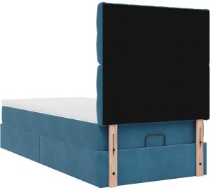 vidaXL Rama łóżka otomana z materacami, niebieska, 90x200 cm, aksamit 9