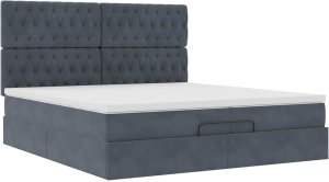 vidaXL Rama łóżka otomana z materacami, szara, 200x200 cm, aksamit 6