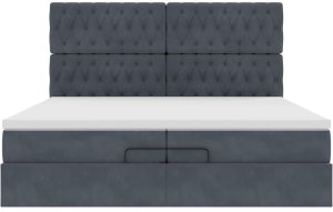 vidaXL Rama łóżka otomana z materacami, szara, 200x200 cm, aksamit 7