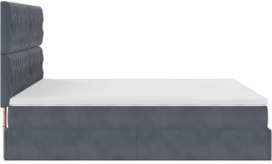 vidaXL Rama łóżka otomana z materacami, szara, 200x200 cm, aksamit 8