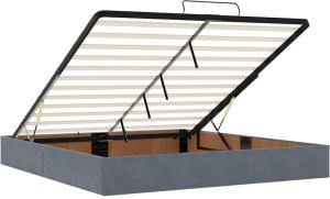 vidaXL Rama łóżka otomana z materacami, szara, 200x200 cm, aksamit 10