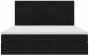 vidaXL Rama łóżka otomana z materacami, czarna, 200x200 cm, aksamit 7