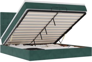 vidaXL Rama łóżka otomana z materacami, zielona, 200x200 cm, aksamit 2