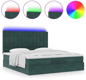 vidaXL Rama łóżka otomana z materacami, zielona, 200x200 cm, aksamit 5