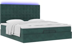 vidaXL Rama łóżka otomana z materacami, zielona, 200x200 cm, aksamit 6