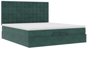 vidaXL Rama łóżka otomana z materacami, zielona, 200x200 cm, aksamit 7
