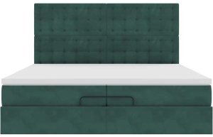 vidaXL Rama łóżka otomana z materacami, zielona, 200x200 cm, aksamit 8