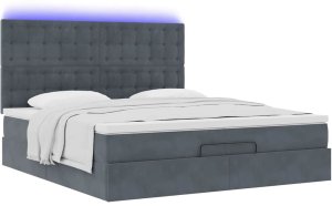 vidaXL Rama łóżka otomana z materacami, szara, 200x200 cm, aksamit 5