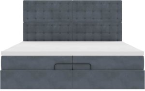 vidaXL Rama łóżka otomana z materacami, szara, 200x200 cm, aksamit 7