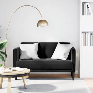 Sofa dwuosobowa Czarna 111 cm Aksamit Lumarko! Lumarko! 1