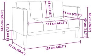 vidaXL Sofa dwuosobowa Czarna 111 cm Aksamit 8
