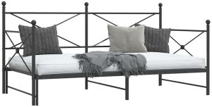 vidaXL Łóżko dzienne wysuwanym pojemnikiem bez materaca czarne stalowe 5