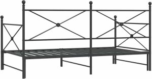 vidaXL Łóżko dzienne wysuwanym pojemnikiem bez materaca czarne stalowe 8