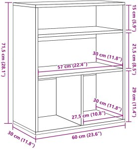 vidaXL Regał na książki, czarny, 66x31x80 cm, materiał drewnopochodny 9