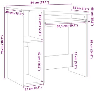 Biurko vidaXL Dąb Sonoma 84 cm x 40 cm 10