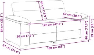 vidaXL Sofa 2-osobowa Ciemnozielona 120 cm Tkanina 9