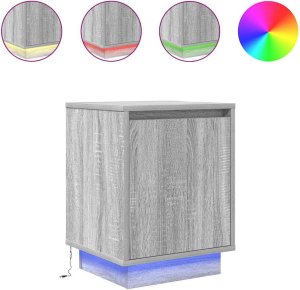 vidaXL Szafki nocne z oświetleniem LED 2 szt. Szary Sonoma 38x34x50 cm 2