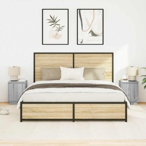 vidaXL Szafki nocne z oświetleniem LED 2 szt. Szary Sonoma 38x34x50 cm 4