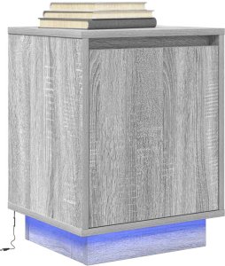 vidaXL Szafki nocne z oświetleniem LED 2 szt. Szary Sonoma 38x34x50 cm 6