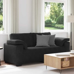 Sofa dwuosobowa czarna 140 cm aksamitna Lumarko! 1